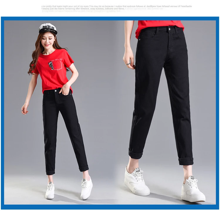 Vintage Woman jeans high waist white mom jeans new autumn korean black skinny woman pencil pants vaqueros mujer