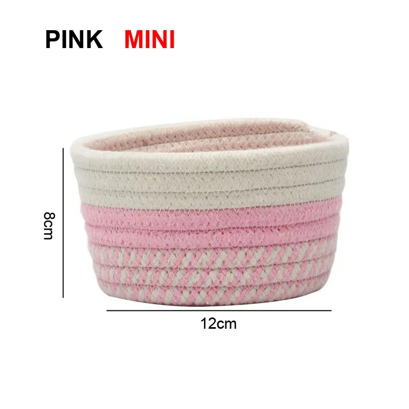 pink-MINI Корзина для белья ручной работы из натурального хлопка для игрушек, органайзер для грязной одежды, корзина для белья, корзина для пикника, корзина для велосипеда - Цвет: pink-MINI