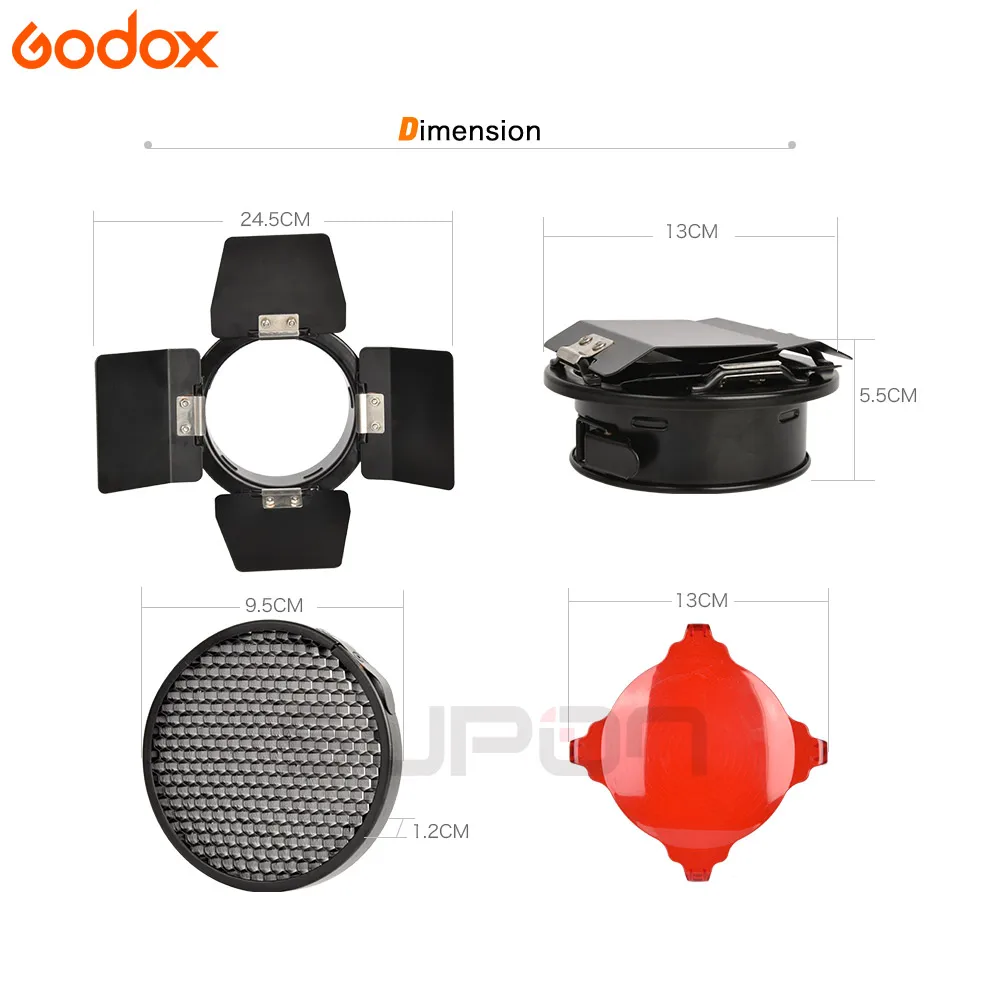 Godox BD-03 Barn Door С Honeycomb Grid and 4 Color filter Kits для фотостудии Flash K-150 250SDI 300SDI E250
