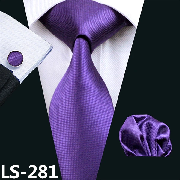 LS-236, мужской галстук, фиолетовый, однотонный, шелк, галстук, жаккардовый, плетеный платок, запонки, Barry.Wang, галстук для мужчин, вечерние, свадебные, деловые - Цвет: LS-281