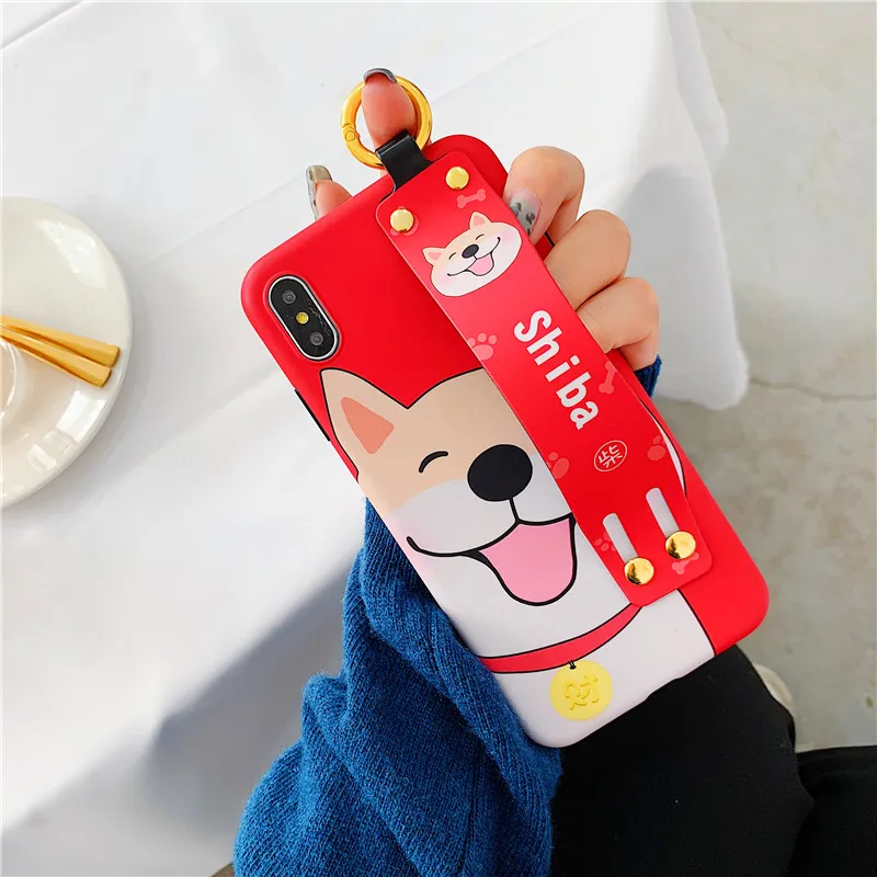 Cute Funny Pug Dog French Bulldog Puppy Wristband Strap Soft IMD Phone Case for Apple iphone 6 6S 7 8 plus X XR XS MAX Fundas |