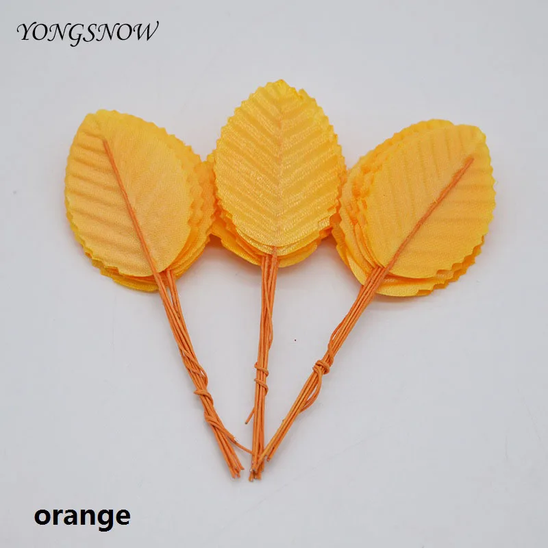 orange 40 шт. 5 см шелковые листья искусственные форма зеленого листа свадебные украшения DIY ВЕНОК подарок Скрапбукинг Ремесло поддельные цветы - Цвет: orange