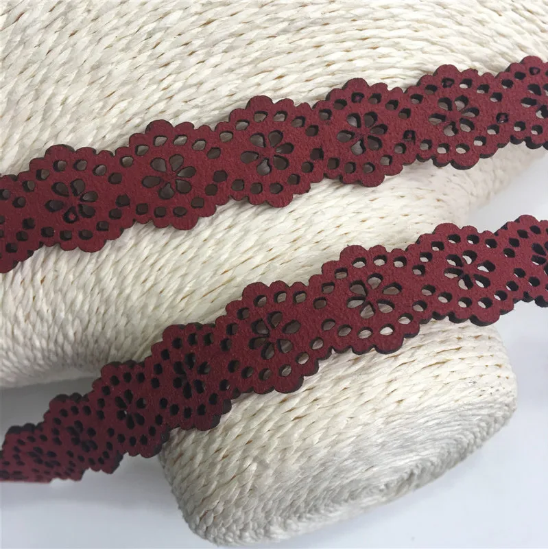

16MM 10M Red Flower Velvet Imitation Leather Suede Cords Ropes Lines Wires Jewelry Accessories