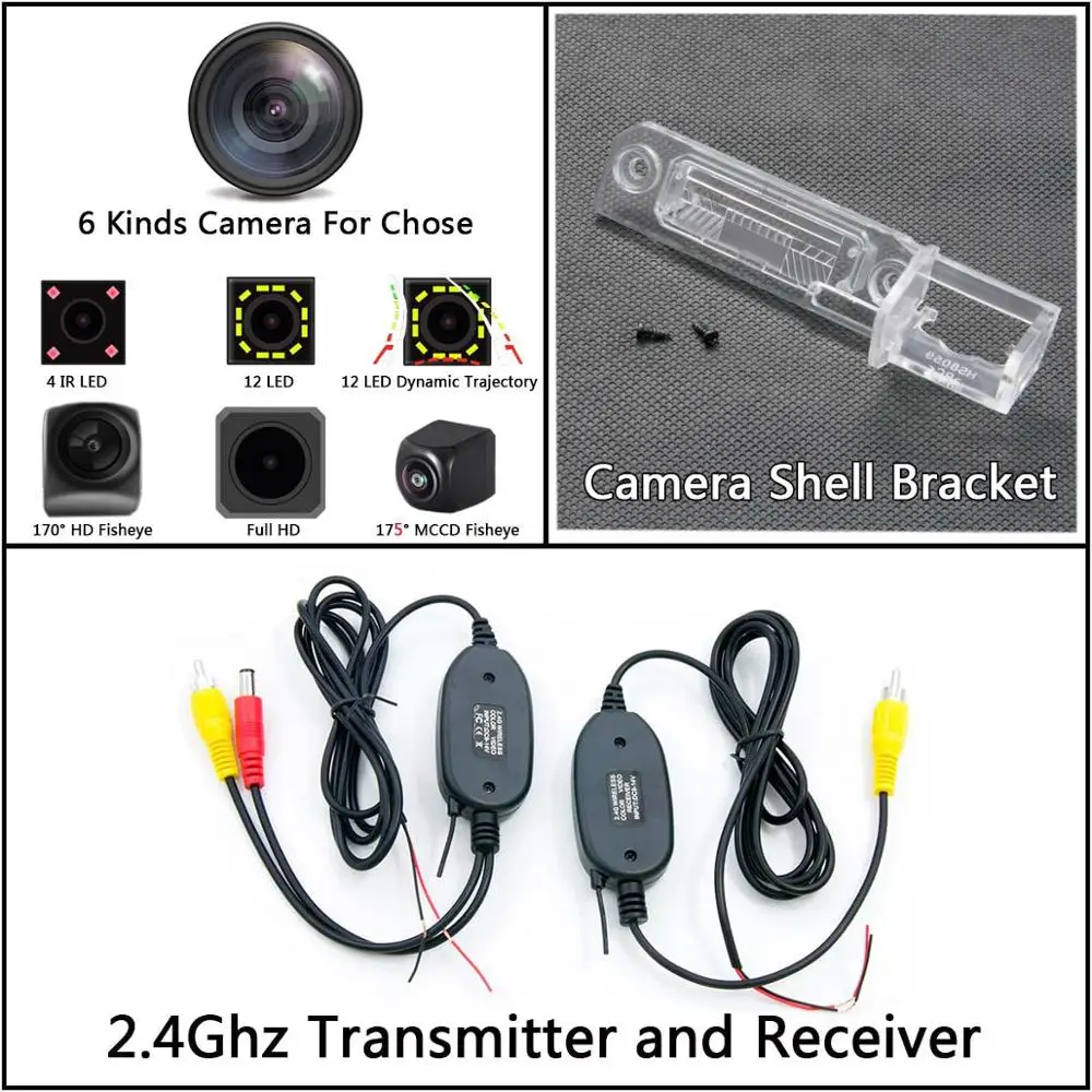 Camera with Wireless 175 градусов MCCD рыбий глаз 12LED HD камера заднего вида для Volkswagen VW Passat B6 CC Touran Caddy Golf Plus Touareg 2009 2010 автомобиля - Название цвета: Camera with Wireless