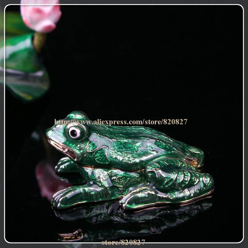 Металлическая Хрустальная шкатулка лягушка для ювелирных изделий подарочная с