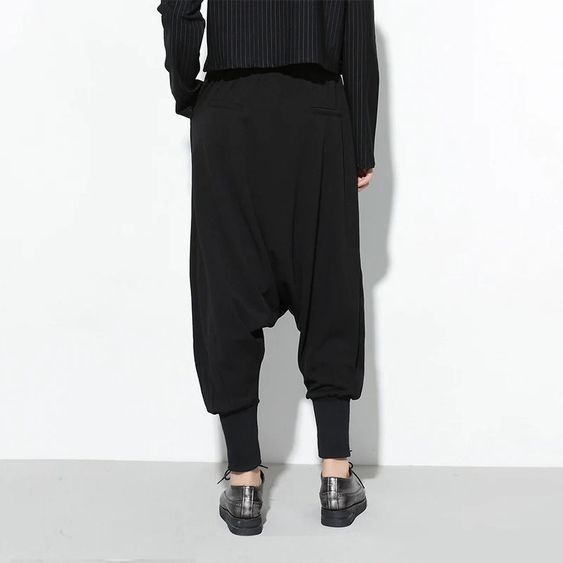2019 Autumn Winter Harem Pants New Black Solid Drawstring Pockets Causal Loose Big Size Women High Waist Trousers Plus | Женская одежда