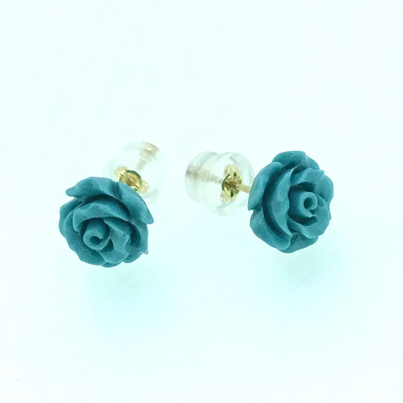 ANI 18 K желтое золото (AU750) женские серьги-гвоздики натуральный цвет коралловые