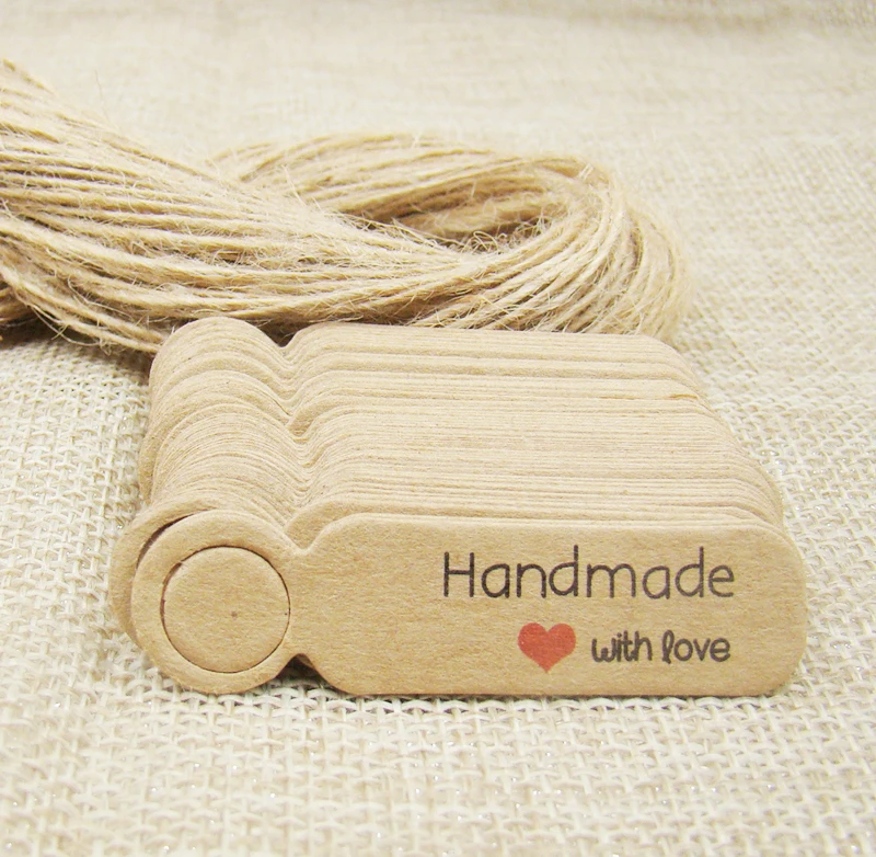 Милый крафт/белый с днем рождения мой принц спасибо Подарочная бирка 100 шт +