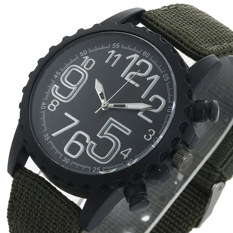 FUNIQUE военные мужские часы с большим циферблатом холщовые Quartzwatches цифрами Montre Homme