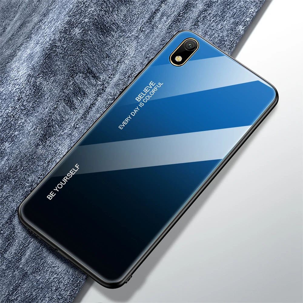 Для Honor 8 S 8 S Чехол градиентное закаленное стекло Жесткий чехол TPU силиконовая рамка жесткая стеклянная задняя крышка для Huawei Y5 противоударный