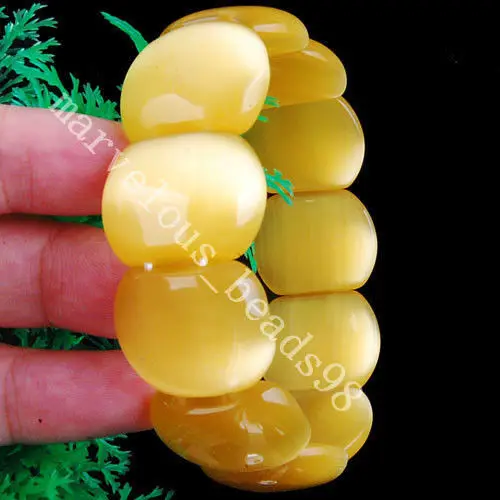 Бесплатная доставка Модные ювелирные изделия желтый опал бусины стрейч браслет 7