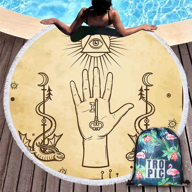 Мифологические элементы ретро узор пляжные полотенца солнце луна богиня ручная