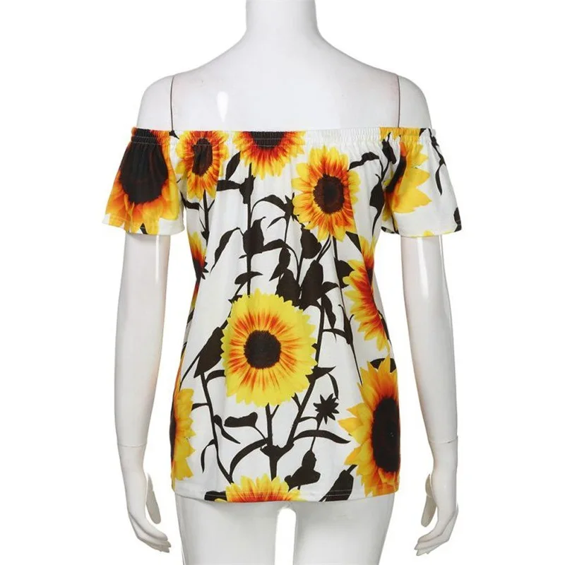 2019 Mommy and Baby Daughter Shirts Top Tee Vintage Sunflower Printing Off One-shoulder Shirt Family Matching Clothes Clothing | Мать и
