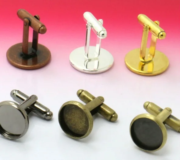 

100PCS Inner 18mm French Cufflink/Cuff links Blank Jewelry Bezel Setting Tray for Cameo Cabochons Silver/Antique Bronze Plated