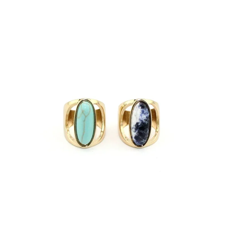 [JIMORE] Geometric Oval Stone Rings Fashion Finger Jewelry for Women Green Blue Natural Ring Party Cocktail ANN1216 | Украшения и