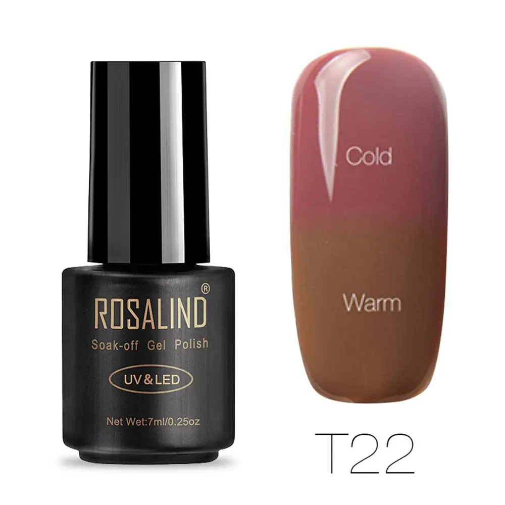 22 ROSALIND термальный лак для ногтей Блеск Температура Изменение цвета Радуга УФ светодиодный гель маникюрный лак градиентный лак для ногтей - Color: 22