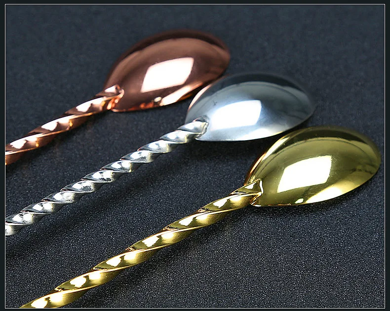 Нержавеющая сталь диск Хвост Бар Ложка 4 вида цветов Swizzle Stick коктейль Mojito ложки