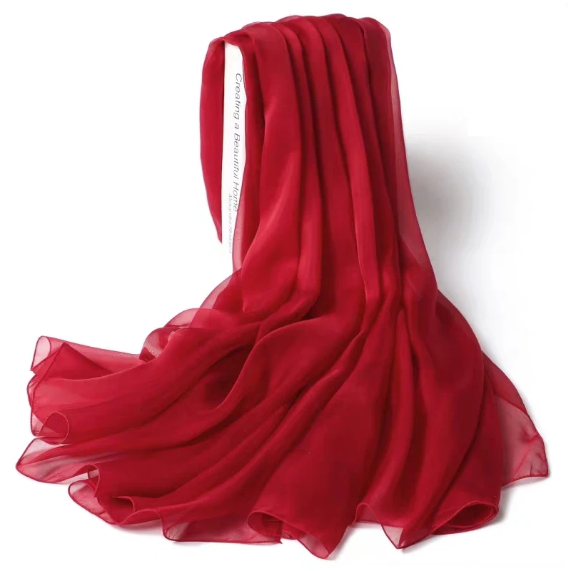 Мусульманский хиджаб длинный шарф из 100% натурального шелка пляжный