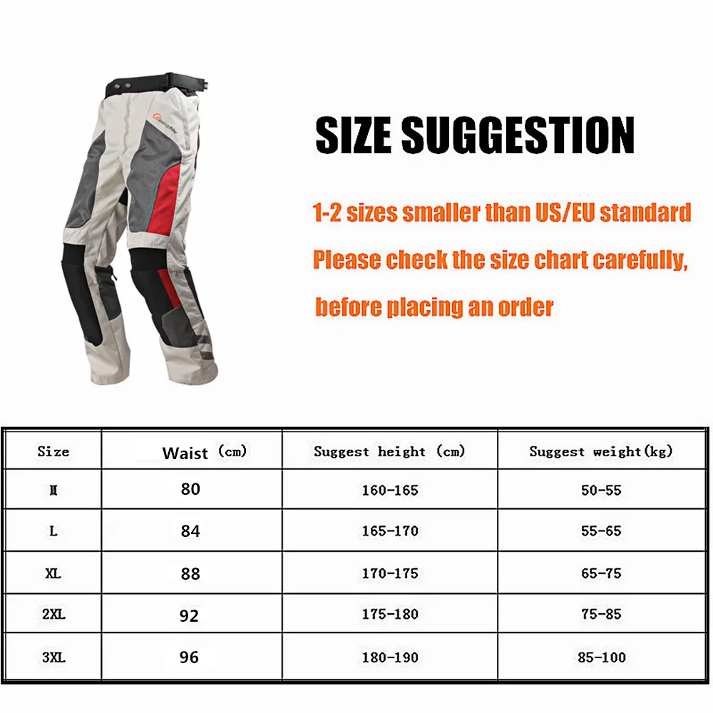 Riding Tribe Men's Summer Windproof Waterproof Auto Racing Pants MX Motorcycle Motocross Trousers Sportswear Protective Gear |