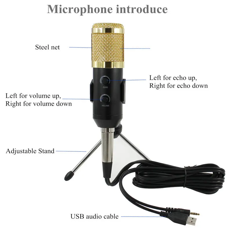 USB микрофон BM 900 для компьютера конденсаторный студии караоке ПК с подвеской на