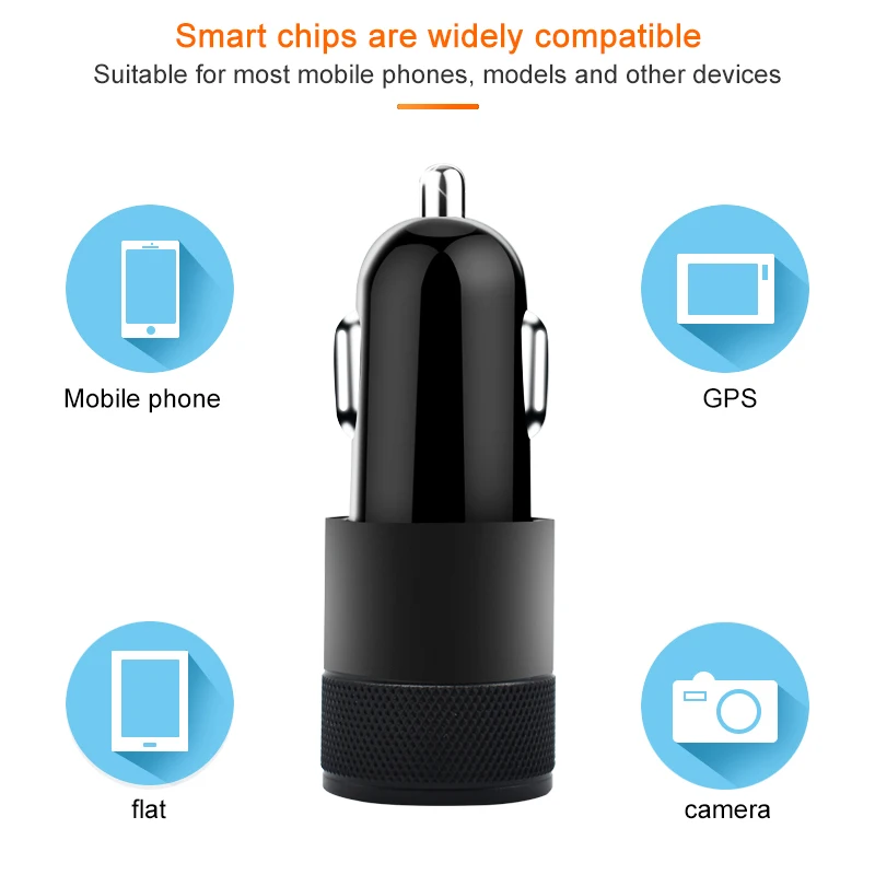 2.1A 1A Aluminum Alloy 2 USB Ports Universal Intelligent Charging Dual Car Charger For iPhone Samsung Mobile Android Phone | Мобильные