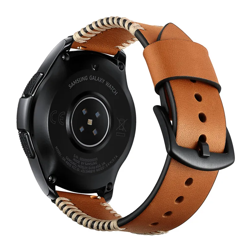 ASHEI 22 мм кожаные винтажные ремешки для часов samsung Galaxy Watch 46 мм ремешки 20 мм ручной работы черный ремешок с застежкой для Galaxy Watch 42 мм