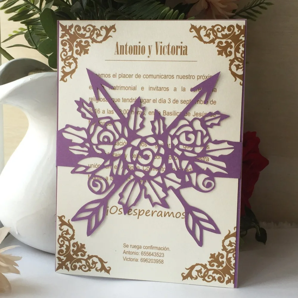 40 шт./лот изящная жемчужная бумага свадебные приглашения элегантная лазерная