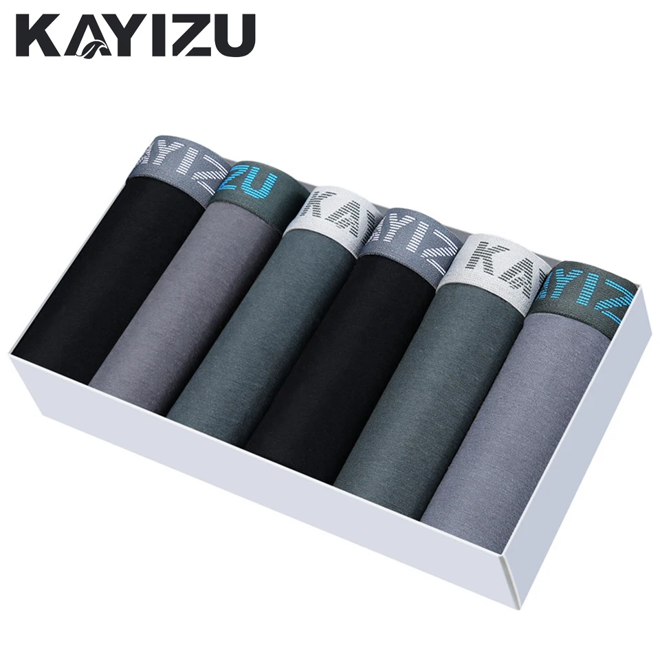 KAYIZU 6 шт./лот мужское нижнее белье мягкие хлопковые боксеры шорты мужские трусы