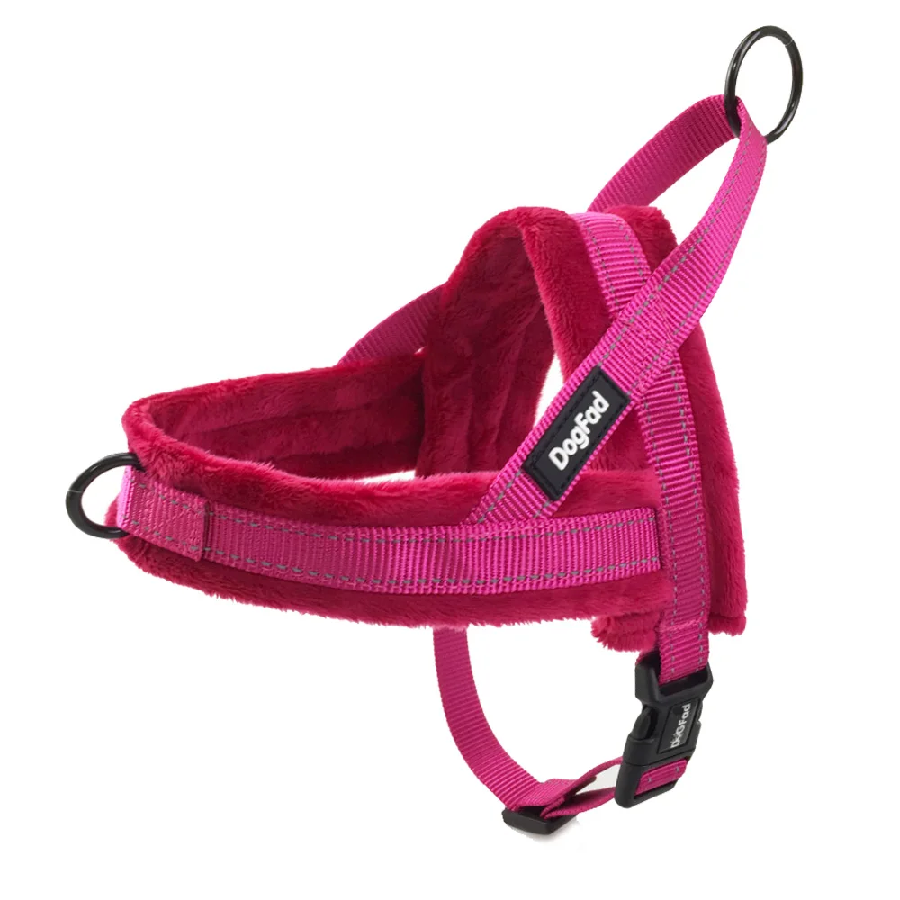 pink harness Флисовый поводок для собак, светоотражающий, не тянет, зимний мягкий поводок для домашних животных, для маленьких, средних и больших собак, теплая мягкая шлейка, жилет Бульдог - Цвет: pink harness