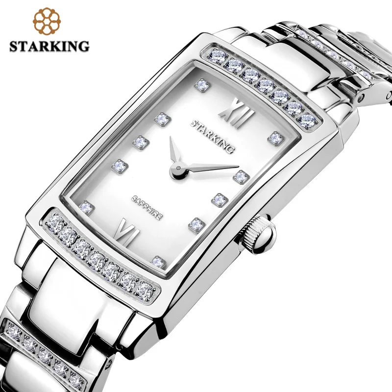 

STARKING Fashion Casual Quartz Watch Women Full Steel Watches Simple Vintage White Sapphire Crystal Wristwatches Female Clock