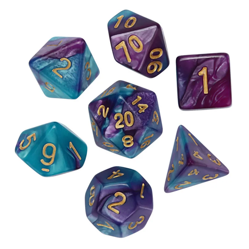 7 шт Цифровые игральные кости многогранные D4-D20 многогранные акриловые игральные кости для молодых людей вечерние#2N22