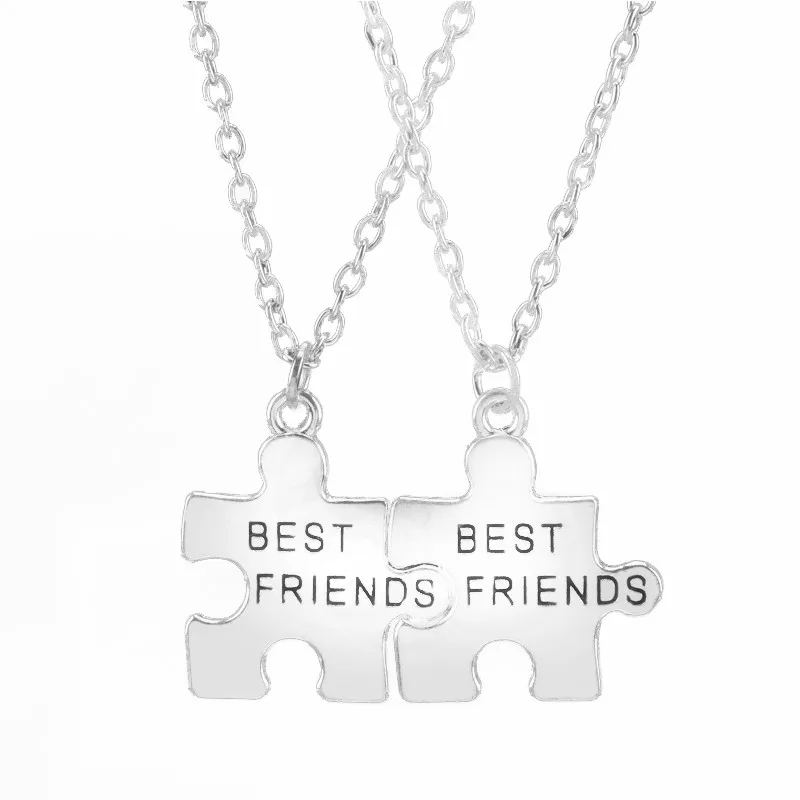 

2 pcs/lot Best Friend Gifts Necklace Letters Puzzle Pendants Necklaces Fashion Jewelry Accessories Chain Charm Choker Jewellery