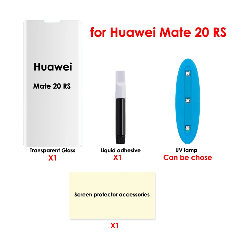 Akcoo mate 20 стекло Полный Клей для huawei mate 20 pro защита экрана УФ клей для mate 30 Pro закаленное стекло P30 Pro пленка для экрана - Color: for Mate 20 RS