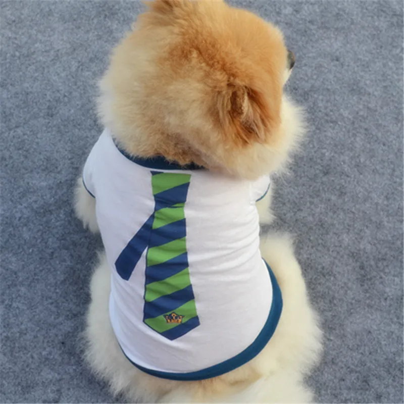 Собака футболки летние дышащие Print Tie Дешевые хлопок Pet жилеты Puppy Cat Одежда