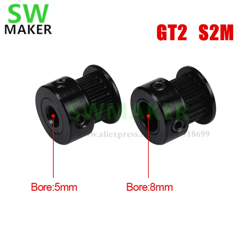

1 шт. новые GT2 S2M черный Алюминий ременный шкив 20 teeth диаметр 5/8 мм для RepRap 3D принтер GT2-6mm 2GT Ширина зубчатый ремень