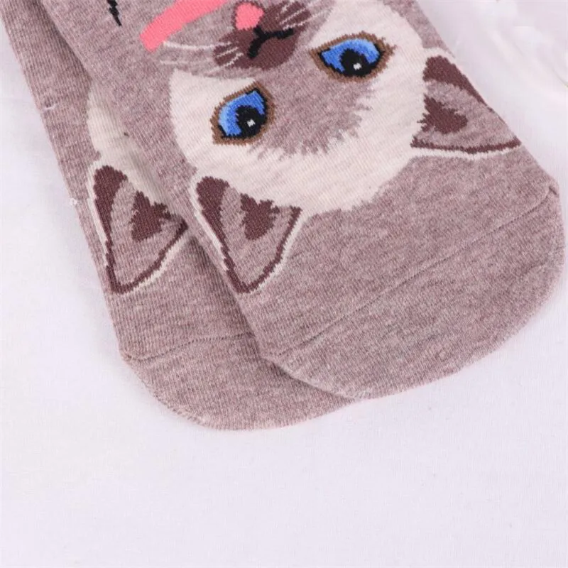 MYORED 5pairs women's lot short socks cartoon animal for girls lady casual dress cotton gift sock Calcetines de dibujos animados | Женская