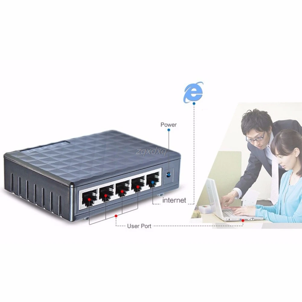 Штепсельная Вилка европейского стандарта с 5 портами 10/100/1000 Мбит/с сетевой