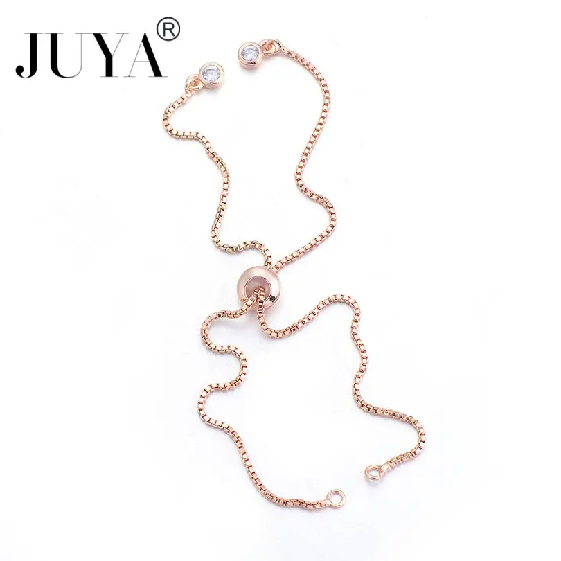 Rose gold Регулируемая скользящая цепь для изготовления браслетов, 4 цвета, высокое качество, медные металлические цепочки, фурнитура для изготовления ювелирных изделий, компоненты, сделай сам - Цвет: Rose gold