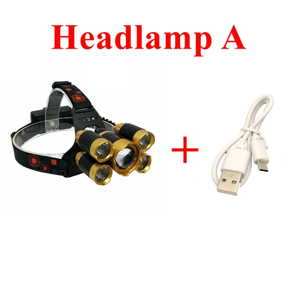 headlamp A no batter MingRay 50000LM USB Перезаряжаемый налобный фонарь T6 10 Вт светодиодный налобный фонарь высокой мощности, дешевая Налобная лампа для рыбалки, кемпинга, головной светильник stroble светильник - Испускаемый цвет: headlamp A no batter