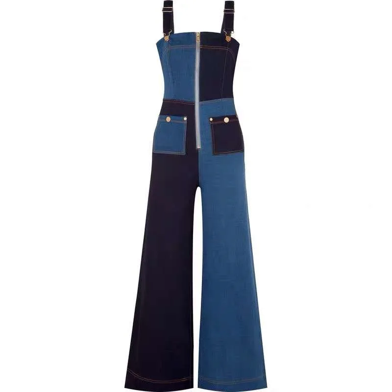 Женский джинсовый комбинезон с высокой талией лето 2019|Джинсовые комбинезоны| |