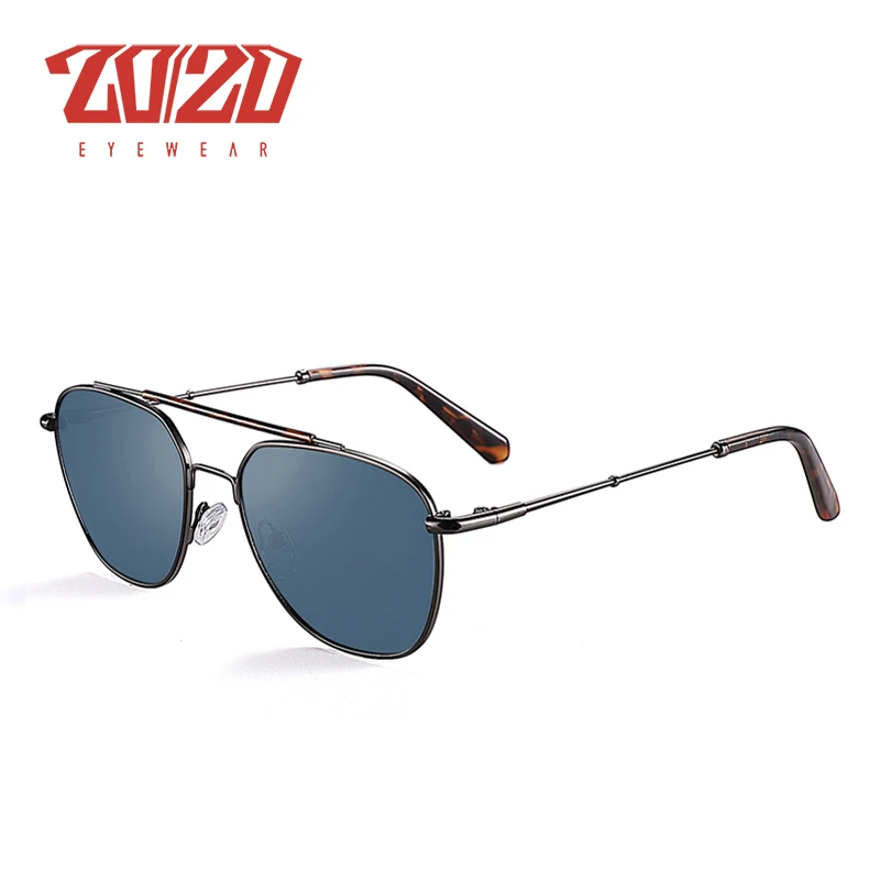 C04GunBlue 20/20 Бренд-Дизайн Поляризованные Солнцезащитные Очки Мужчины Вождения Квадратный Металлический Каркас мужские Очки Мужские Очки Очки UV400 Gafas 17098 - Цвет линз: C04GunBlue