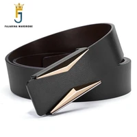 fajarina quality casual male second layer cowskin mens belt genuine leather smooth buckle metal waist belts for men cow lufj487