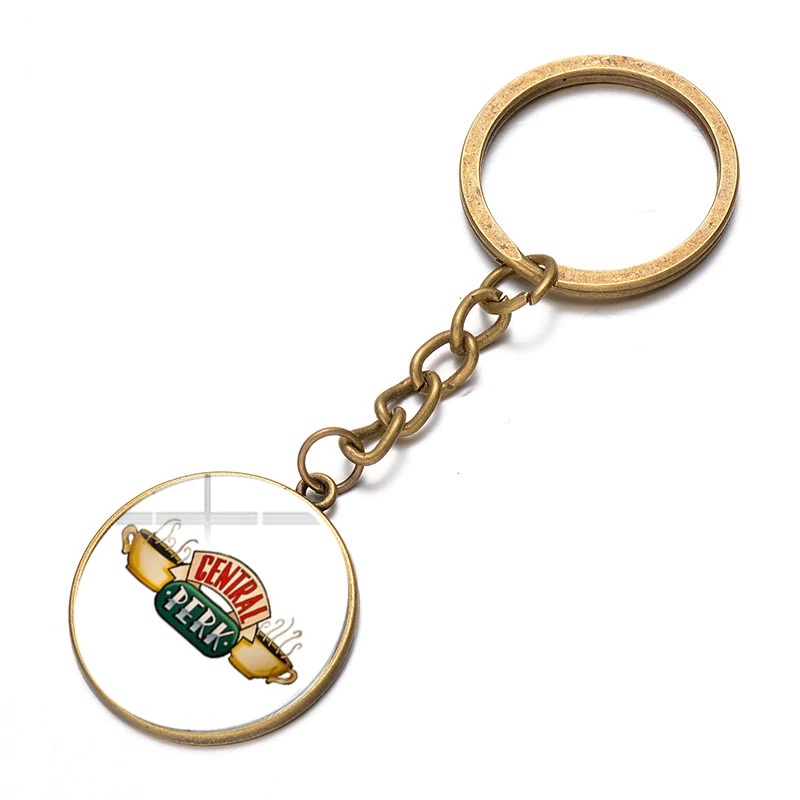 Style 33 SONGDA Friends TV Show Keychain Classic Scene Central Perk Logo Glass Gem Key Ring Bag Charm Key Chain for Good Friends Trinkets - Цвет: Style 33