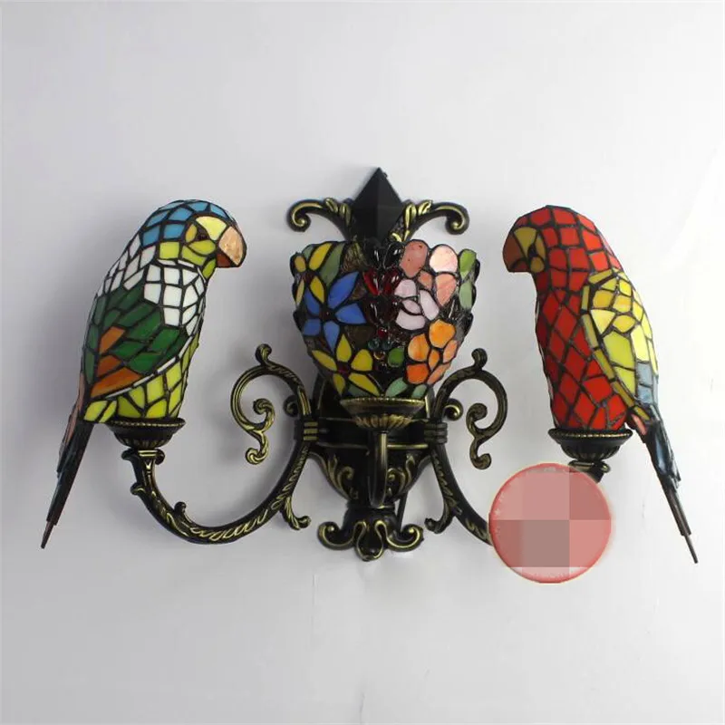 Лампа на стену с попугаями европейская краткая Тиффани бра для гостиной Декор