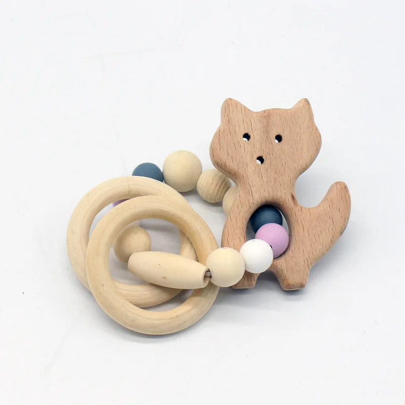 New Silicone Creative Star Puzzle Nursing Bracelets Wooden Teether Toys Gift Wood Beads Baby Toy Bracelet Teething Stick | Мать и ребенок