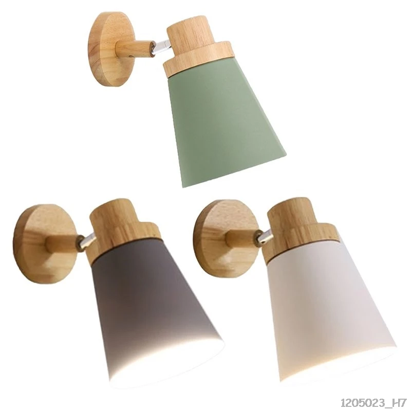 Скандинавский настенный светильник деревянный Базовый прикроватный