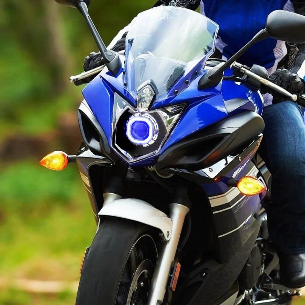 Передние фары KT для мотоцикла Yamaha FZ6R 09 16 Двойной &quotГлаз ангела&quot Глаз демона HID