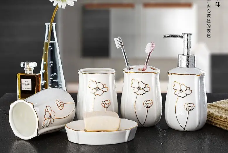 5 шт. простой бытовой керамический набор для ванной комнаты серии украшения дома