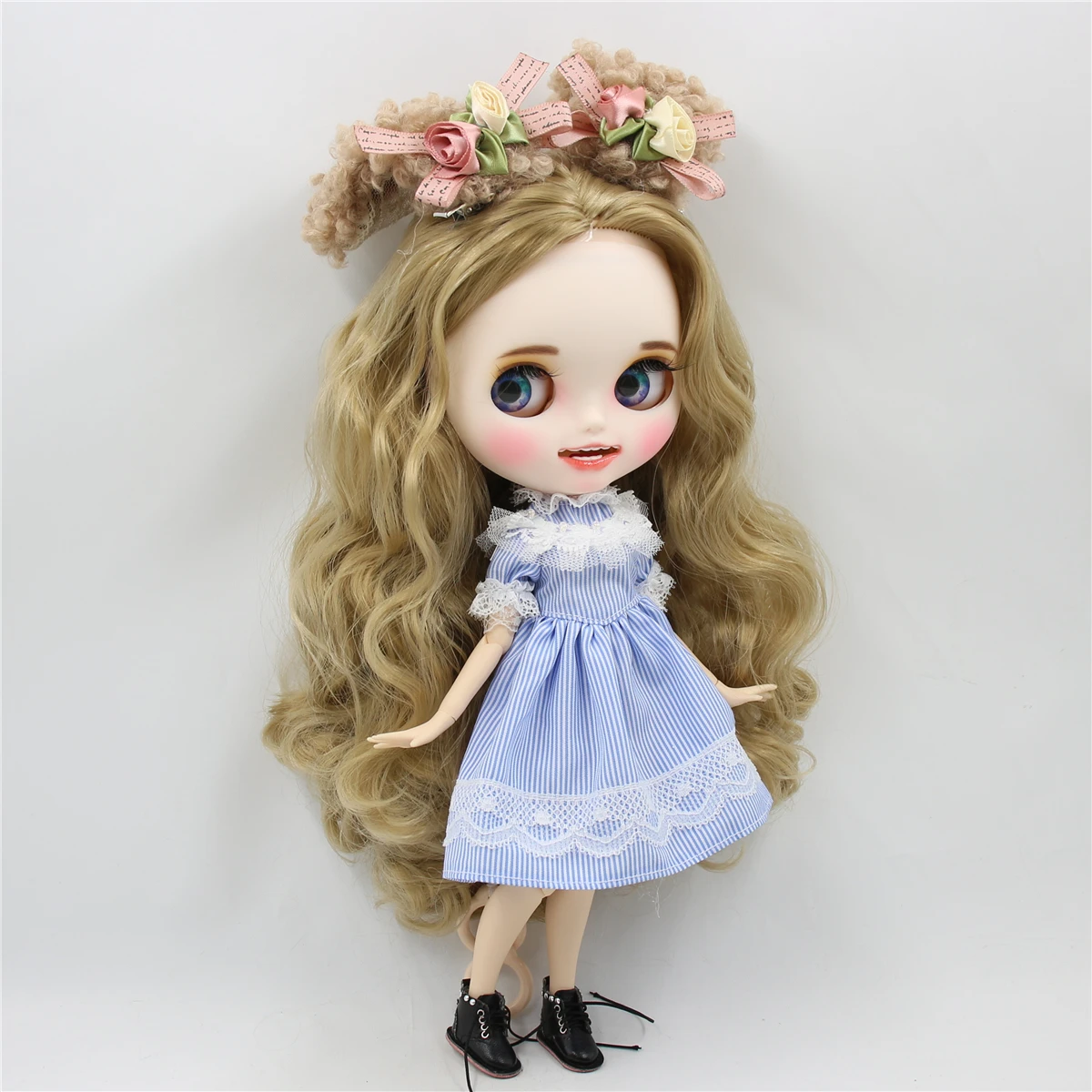 Кружевное платье ICY DBS Blyth doll licca в синюю полоску|Куклы| |