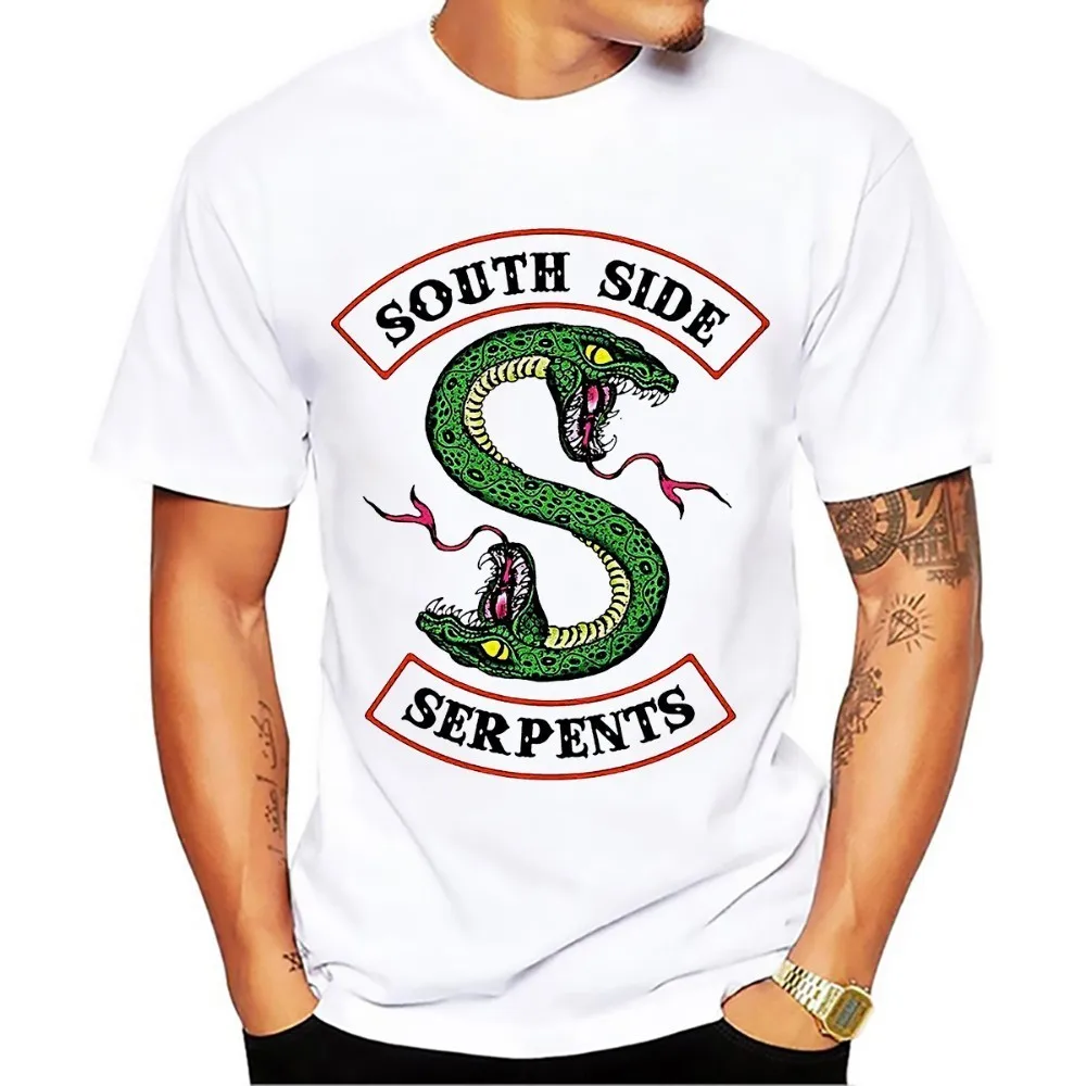 Мужская футболка с надписью South Side serpents брендовая белая Повседневная принтом